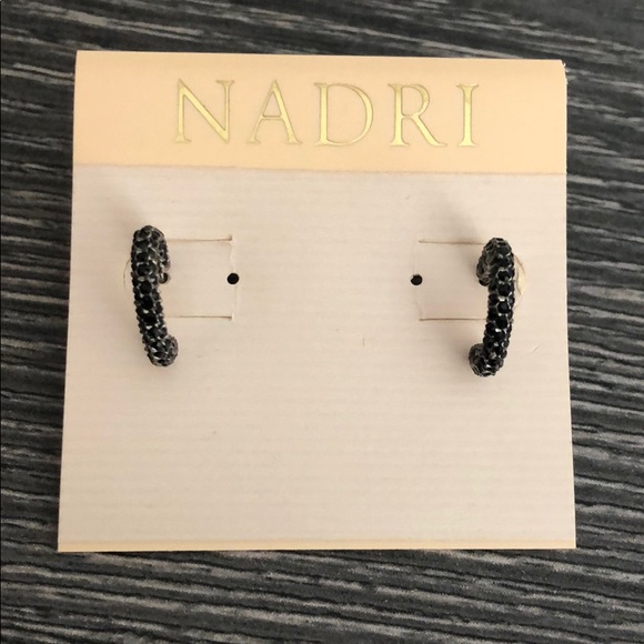 Nadri Jewelry - Nadri Black “Diamond” Huggie Hoops